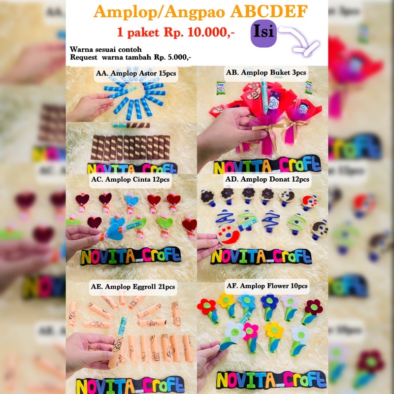 

Amplop / Angpao Lebaran isi 21 pcs, Amplop ABCDEF dari Kain Flanel