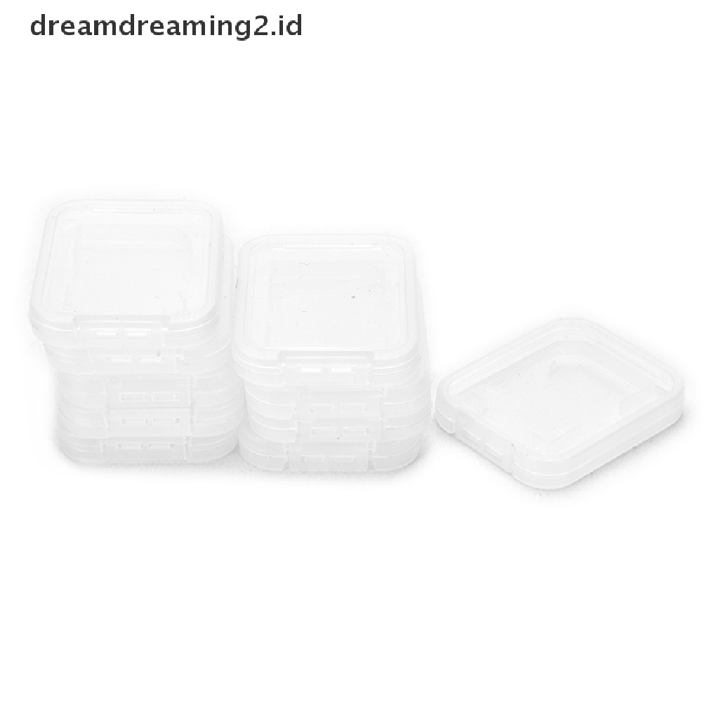 (dream) 10pcs Transparan Standard SD SDHC Memory Card Case Holder Kotak Penyimpanan Plastik.