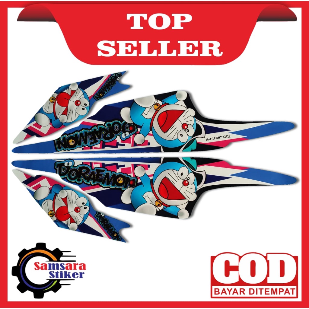 Stiker Motor Yamaha Mio Sporty Variasi Doraemon Biru
