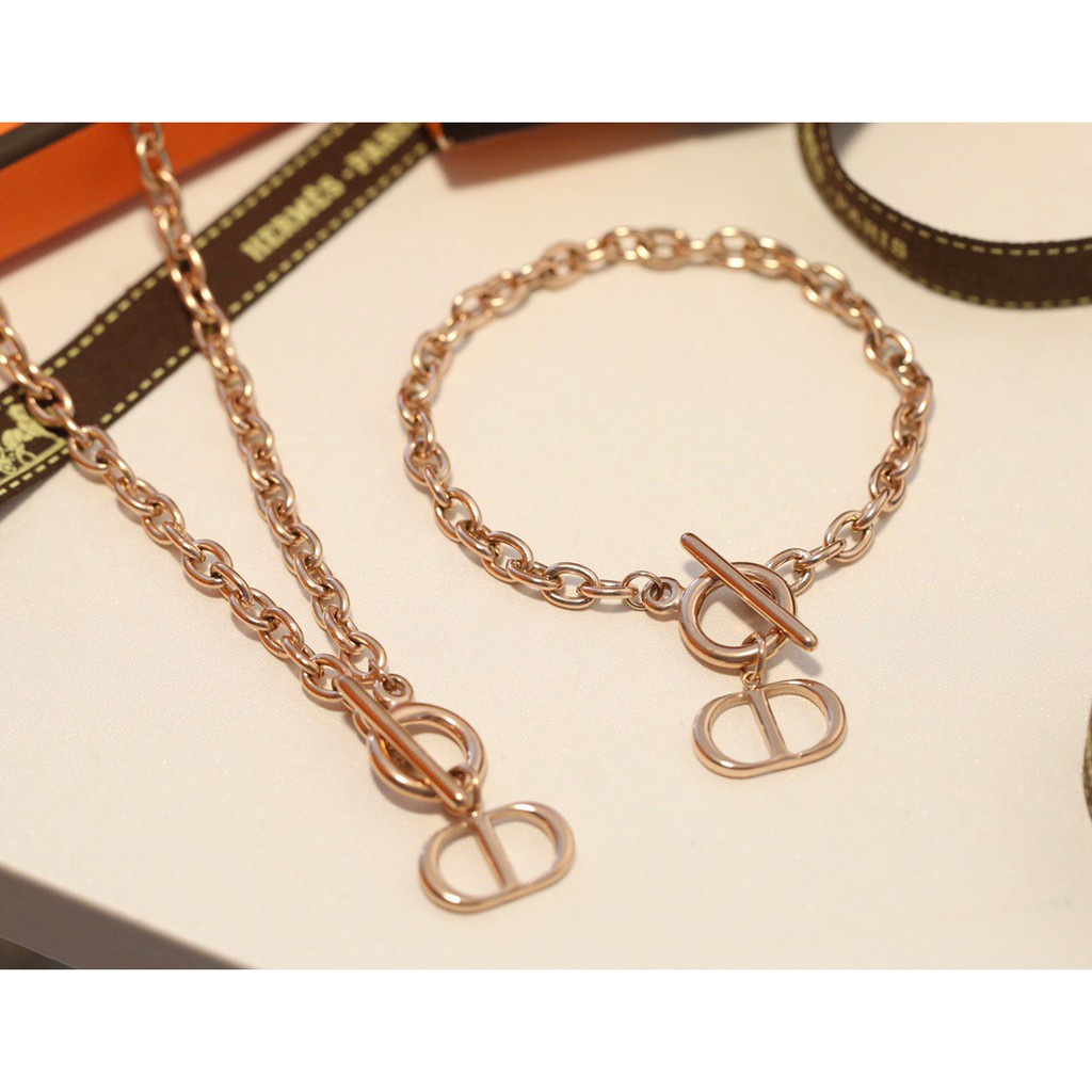 Kalung Untuk Rumah | Gelang Tangan Rantai Aksen Hidung Babi / Tulisan Untuk Wanita | Rose Gold 18k | Sendok Garpu Bahan Stainless Steel | Aksesoris Pria Dan Wanita