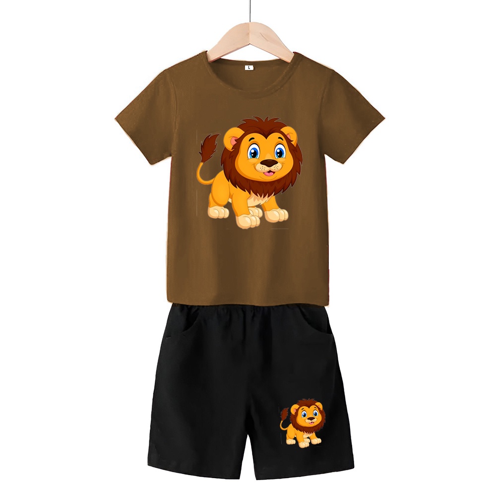 Baju Stelan 3/4 Anak Lion Cowok Cewek  Usia 1 - 4 Tahun Celana Pendek Harian