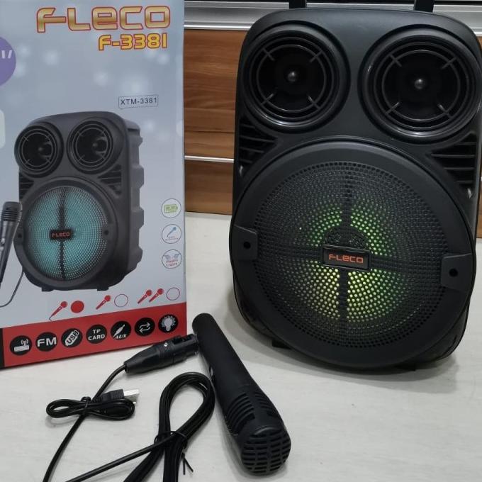 ♘ COD SPEAKER BLUETOOTH KARAOKE 6'5 INCH PROTABLE FLECO F-3381 PLUS MIC KARAOKE X-BASS FM/USB/TF CAR