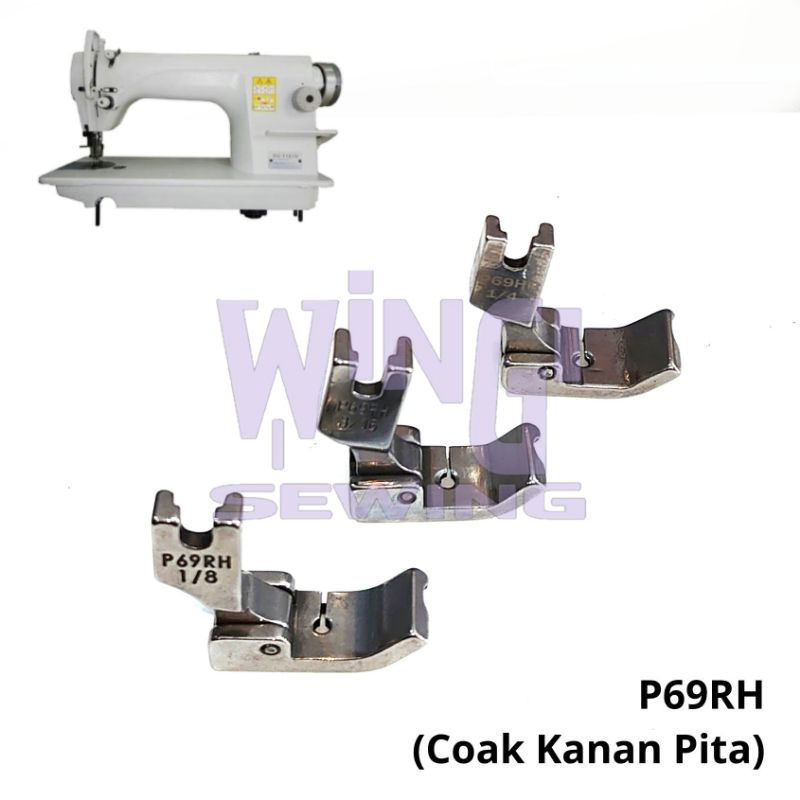 P69RH 1/8 3mm Sepatu Coak Kanan Pita Paiping Mesin Jahit Industri