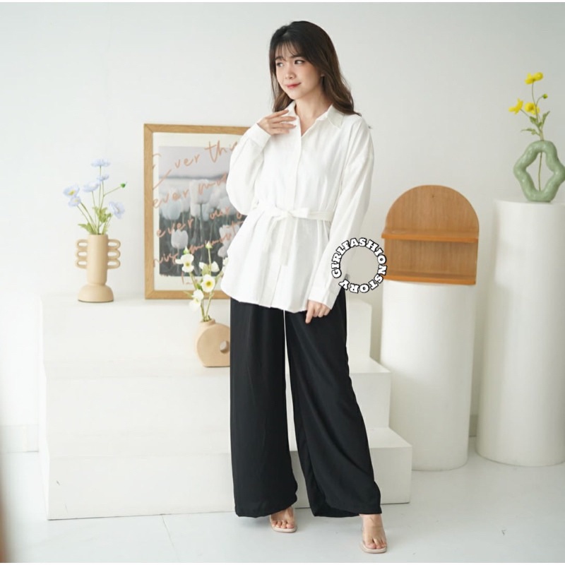 BEFAST - ZFS OOTD BLOUSE WANITA JOYA / PURRY LINEN BLOUSE / Blouse Model Terbaru / Pakaian Wanita Casual / Blouse Polos Formal / Atasan Lengan Panjang / Fashion Wanita Kerja/Kondangan / Blouse Ikat pinggang Trendy / Outfit Wanita Kekinian remaja ABG