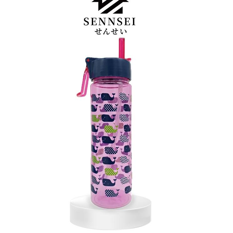 ➼ Sennsei Botol Minum Bermotif Karakter Plastik 650ml/ Tempat Tumbler Sedotan Botol Minum Anak - 555