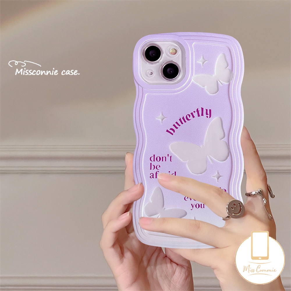 Butterfly Case Kompatibel Untuk Samsung A14 A50 A04s A12 A04E A04 A23 A03s A13 A31 A32 A21s A53 A52 A50s A22 A52s A11 A33 A02s A30s A20 Gradasi Ungu Fantastis Wavy Edge Soft Cover