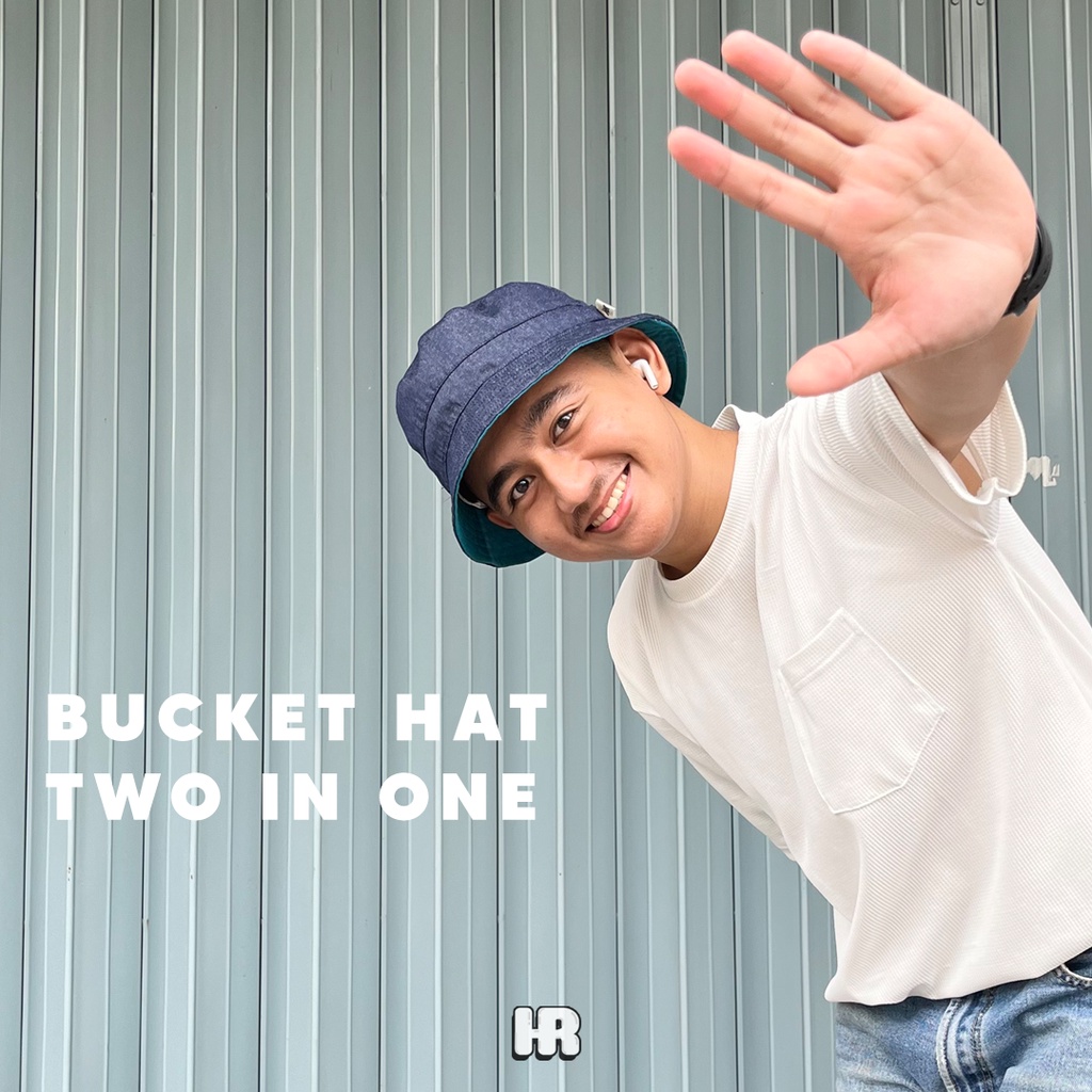 BUCKET HAT - TOPI - TWO - IN - ONE