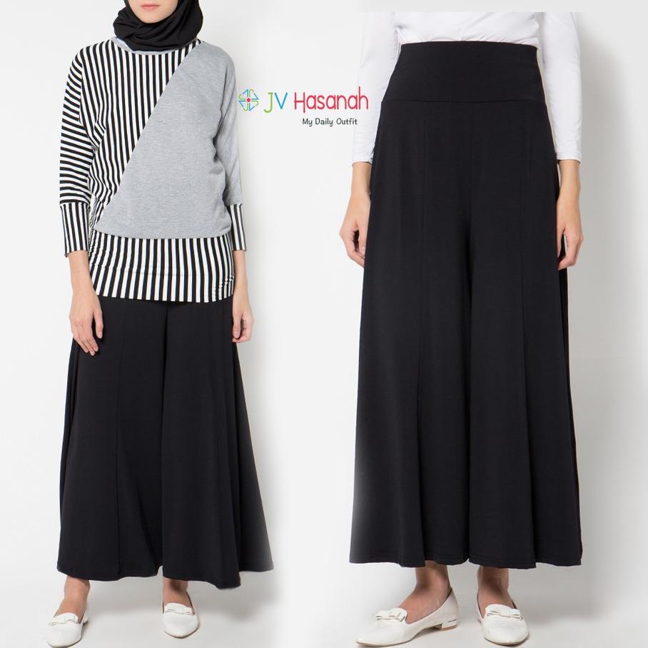 New  Celana Kulot Jumbo Pinggang Full Karet - JV Hasanah Culottes Jersey Pants  ✓