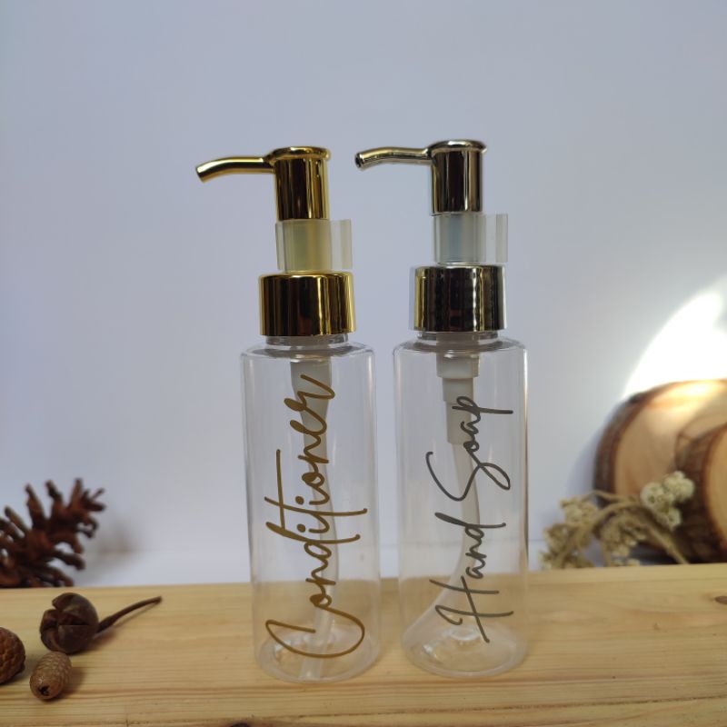 Botol Sabun Cair Aesthetic 100ml Transparan GOLD &amp; Silver