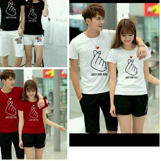 ➯ Kaos Couple / Baju Couple / Kaos Pasangan / Baju Pasangan Just For You Saranghe ▼