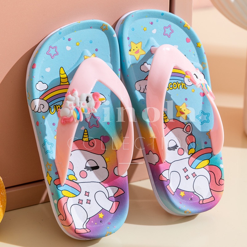 Sandal Jepit Anak Perempuan Unicorn Rainbow  Winola Collection WNL 2203-1