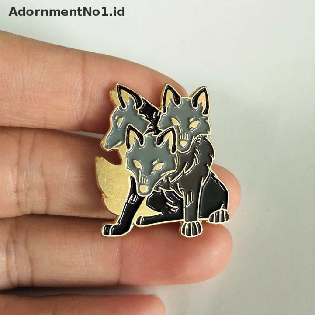 [AdornmentNo1] Pin Mythoy Yunani Kuno Tiga Serigala Neraka Anjing Bros Pin Logam Enamel Kerah Mantel Ransel Lencana Pin Hadiah [ID]