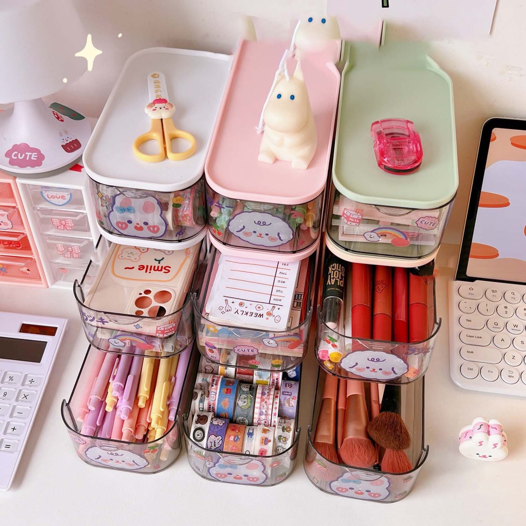 Laci Mini Serbaguna/ Laci Kotak Susun Satuan/ Mini Drawer Stackable Box/ Laci Meja Mini Akrilik Dapa