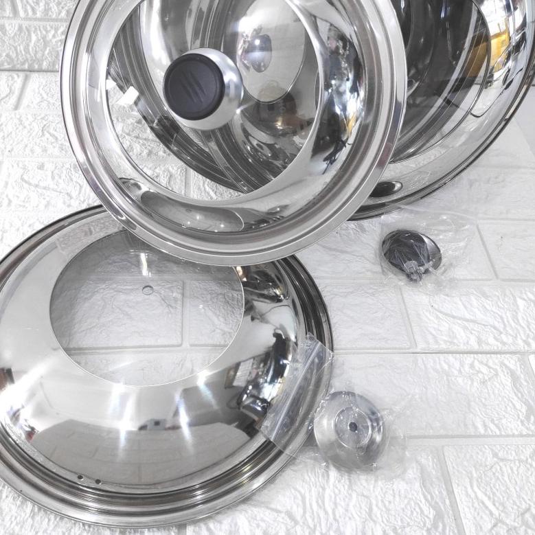 Tutup Wajan Stainless Kaca Kuali Panci Wok Baskom Penutup Kukusan . . .