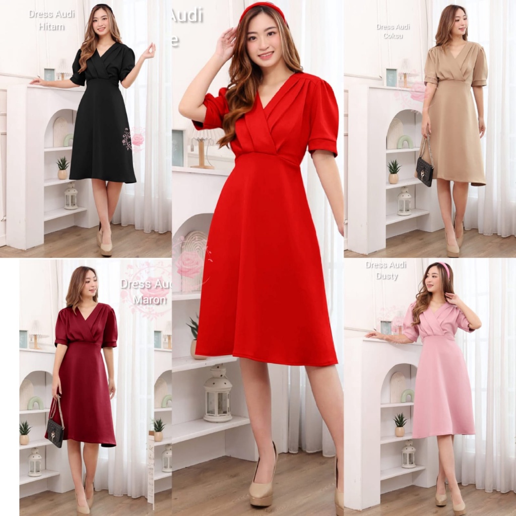 Basic id fashion Dres wanita audi / Dres scuba premium / Dres korean style  bahan scuba