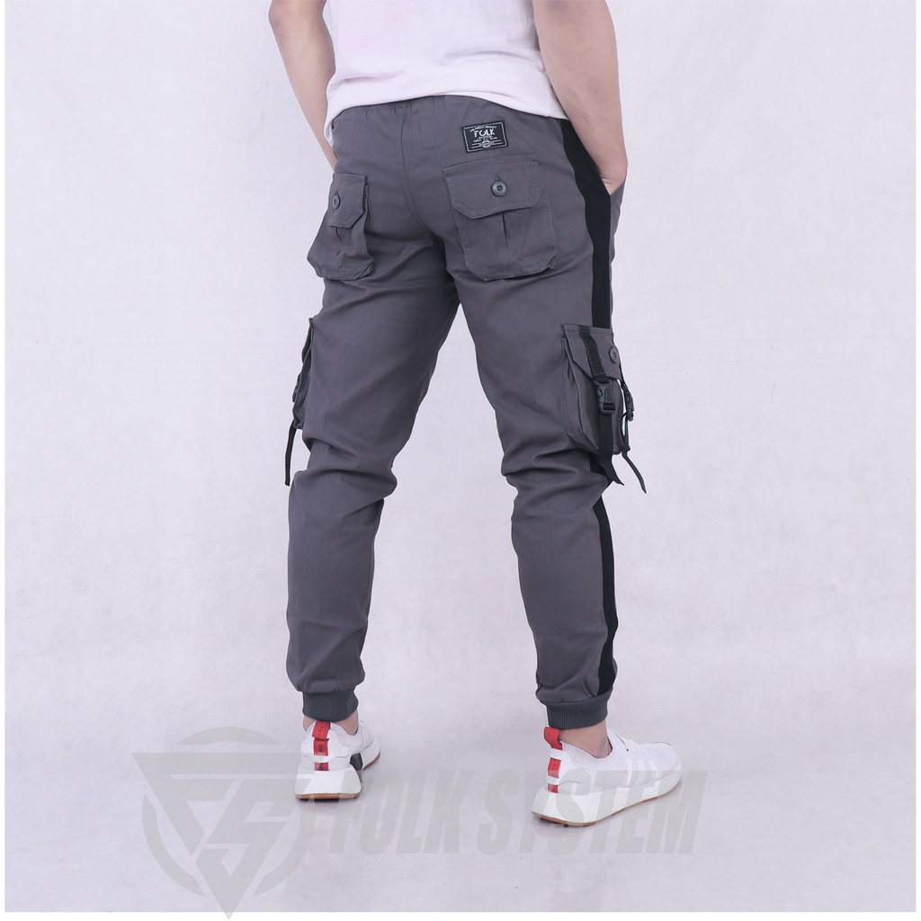 Celana Panjang Chino Jogger Cargo Pria strip original Folksystem