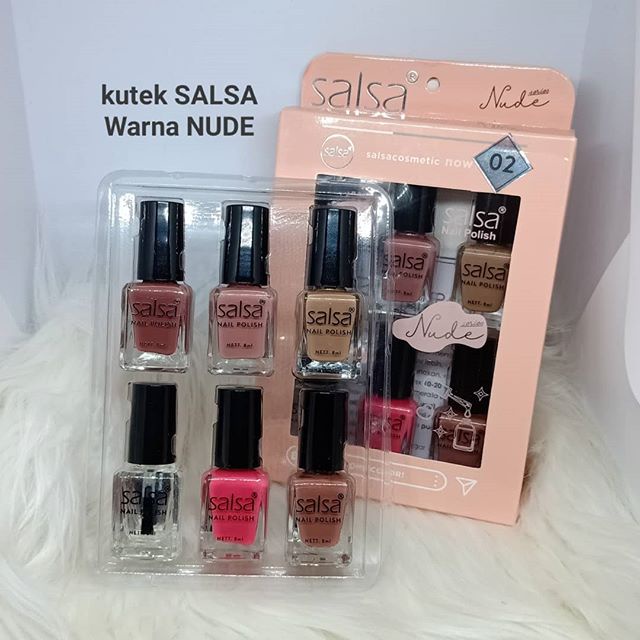 Qeila - Salsa Nail Polish 1 Box isi 6 Kutek Cat Kuku / Nude 01 / NudePink 02 / Glamour