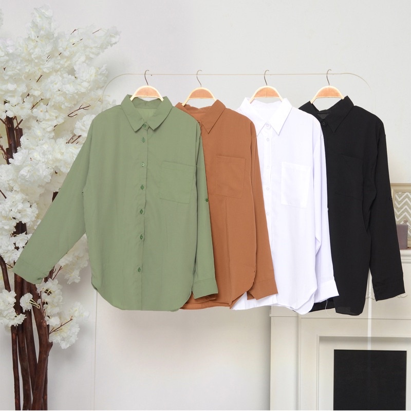 KEMEJA POLOS WANITA BIG SIZE  KEMEJA OVERSIZE WANITA GFS MORI BLOUSE  KEMEJA CROP KEMEJA LENGAN PANJ