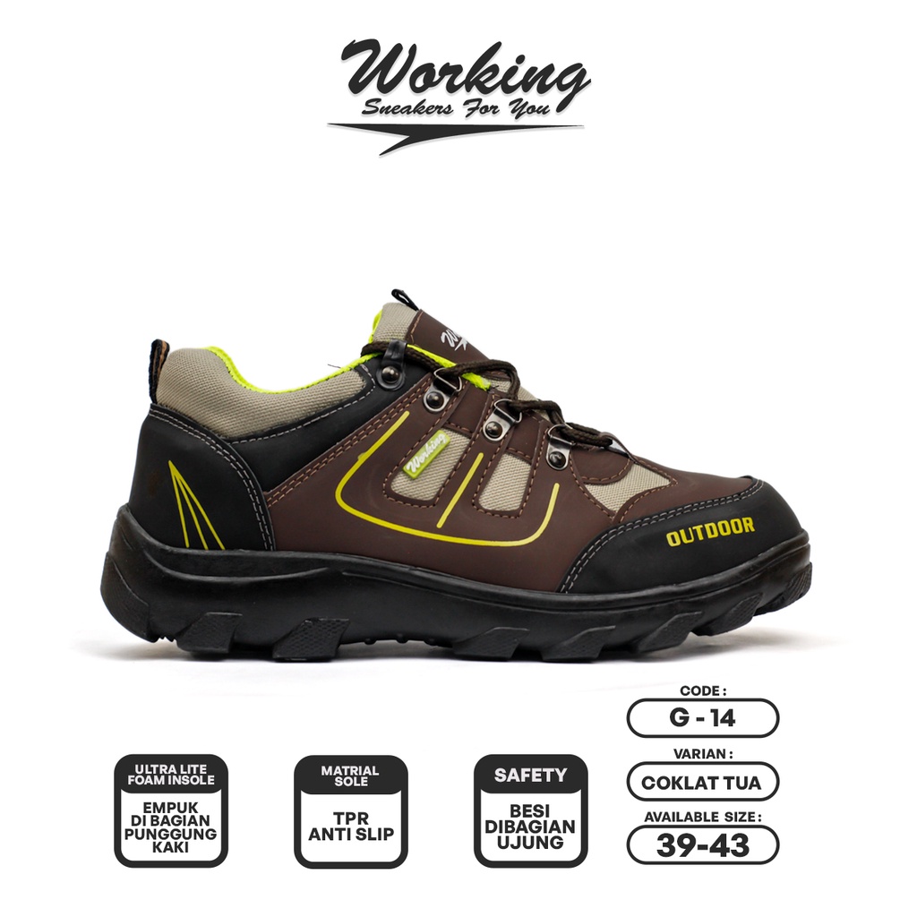 Sepatu Safety Ujung Besi Working G-14 Size 38-43