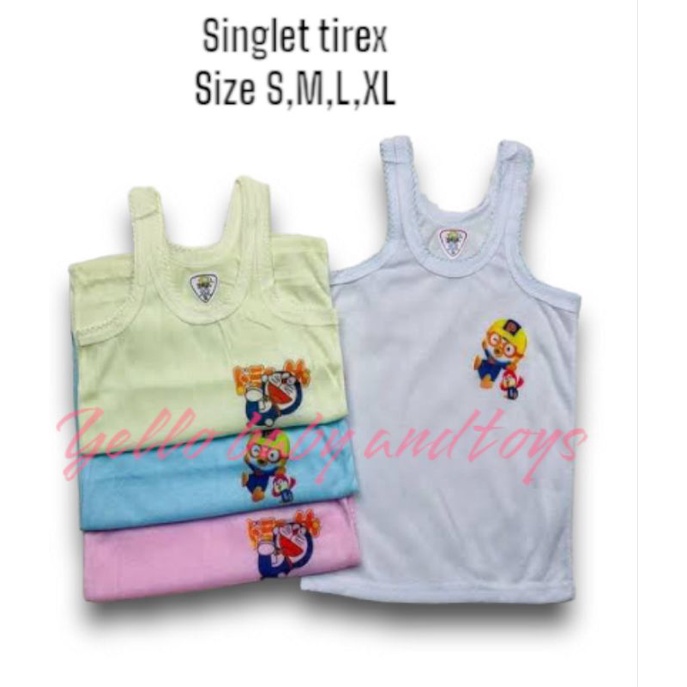 KAOS DALAM SINGLET ANAK SABLON POLOS DAN WARNA TIREX HARGA 3 PCS