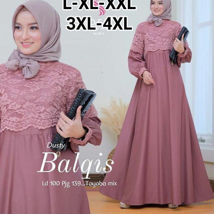 ✭ gamis jumbo brukat ukuran L XL XXL XXXL 4XL ld 140 Balqis/gamis murah/Dress murah/gamis brokat ☃