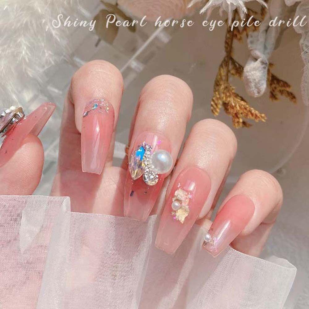 Agustina Kuku Berlian Imitasi Fashion Pesona Kuku Mewah Manikur Aksesoris 3D Nail Drills