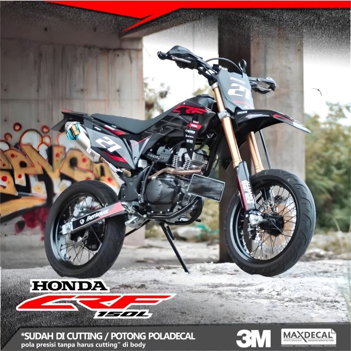 Decal CRF 150 L HITAM ABU MERAH A24