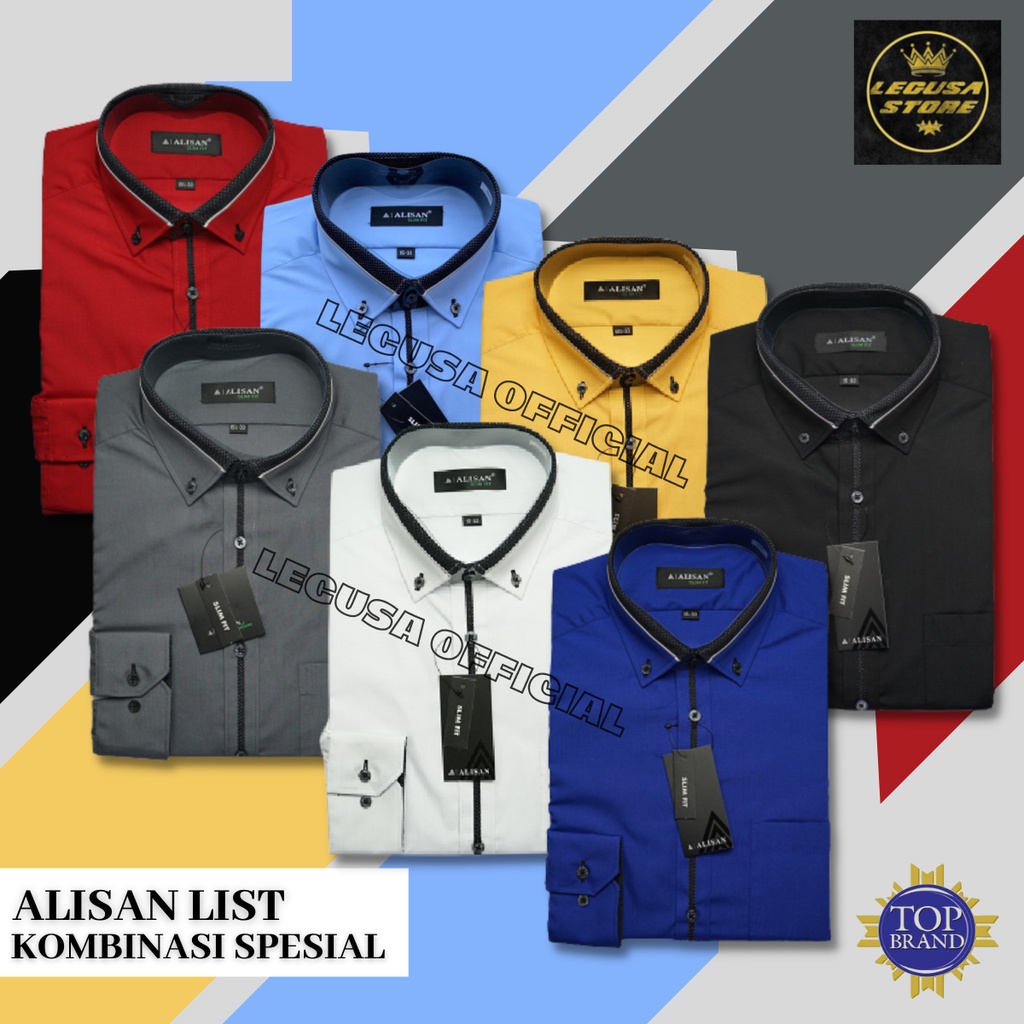 Kemeja Alisan Lengan Panjang Kemeja kantoran Kemeja Formal Pria Alisan SLIM-FIT Original LIST KOMBINASI