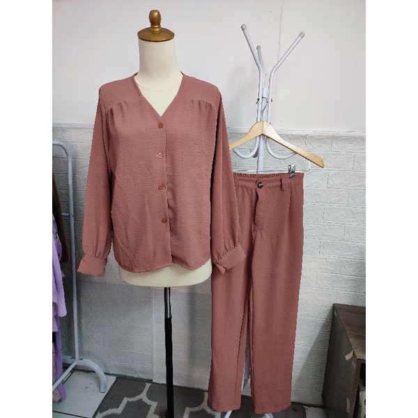 FLASHSALE Setelan celana crinkle
