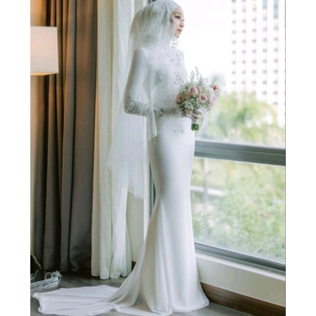gaun pengantin muslimah Malaysia gaun walimah gaun akad wedding dress muslimah