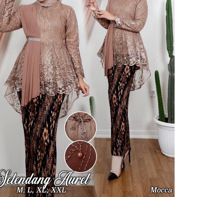 ◘ ADE> SET KEBAYA BLOUSE SELENDANG AUREL - MODEL KEBAYA TERLARIS 2023 - BAJU PESTA DAN WISUDA MODERN