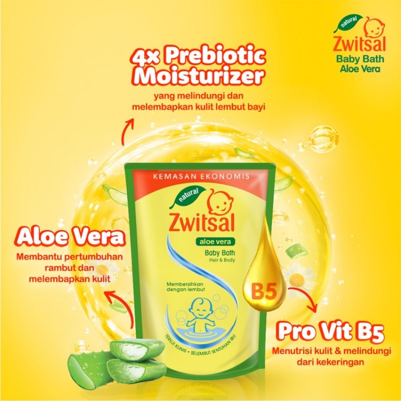 Zwitsal Baby Bath 2in1 400ml / 600ml Hair and Body Wash Bath Aloe Vera/ Zwitsal Natural Baby Milky Bath Rich Honey 250 ml