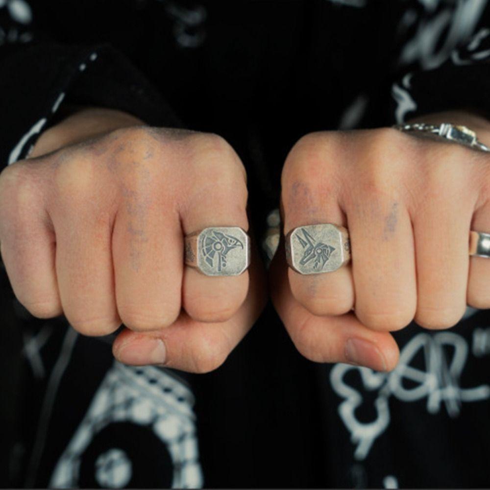 Needway   Dewa Mesir Cincin Punk Hadiah Unik Terbuka Rings Jari Gesper Cowok Kematian Anubis Ring