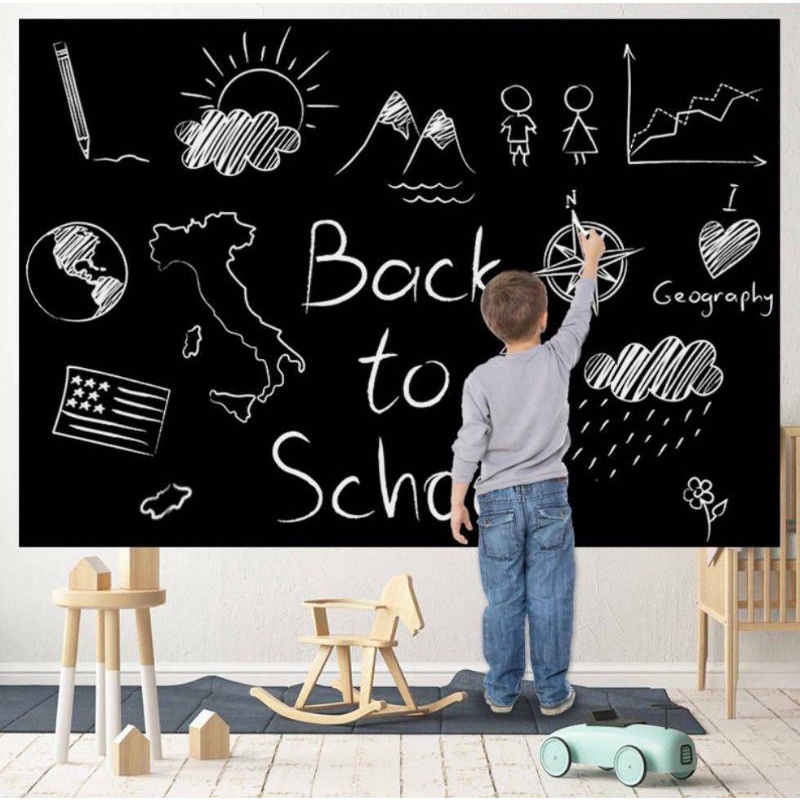 Stiker Papan Tulis Hitam Putih Blackboard Whiteboard Wall Sticker