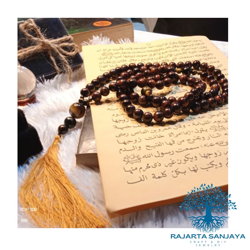 Tasbih Japa Mala Tiger Eye 8mm Hand Made By Rajarta