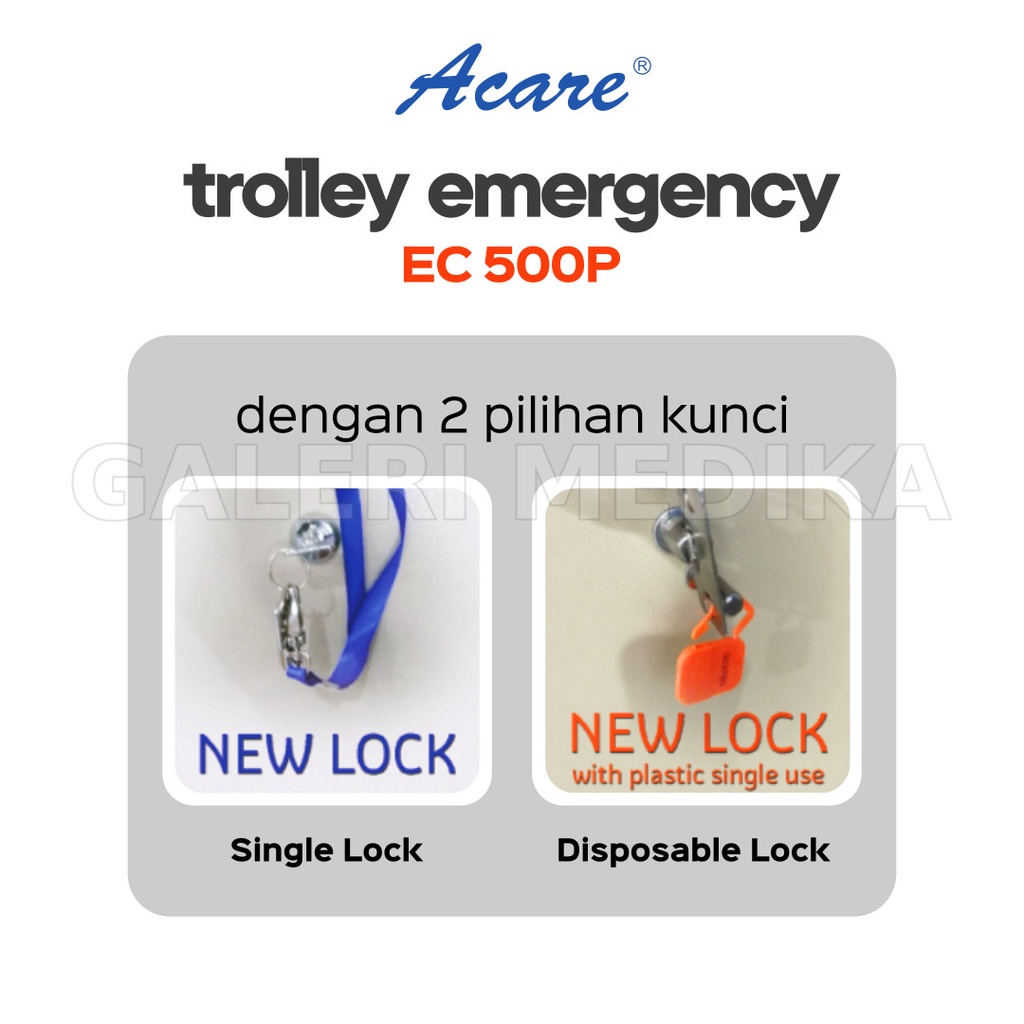 Acare EC-500P Emergency Trolley / Troli Darurat / Troli Rumah Sakit - Tempat Penyimpanan Alat Medis