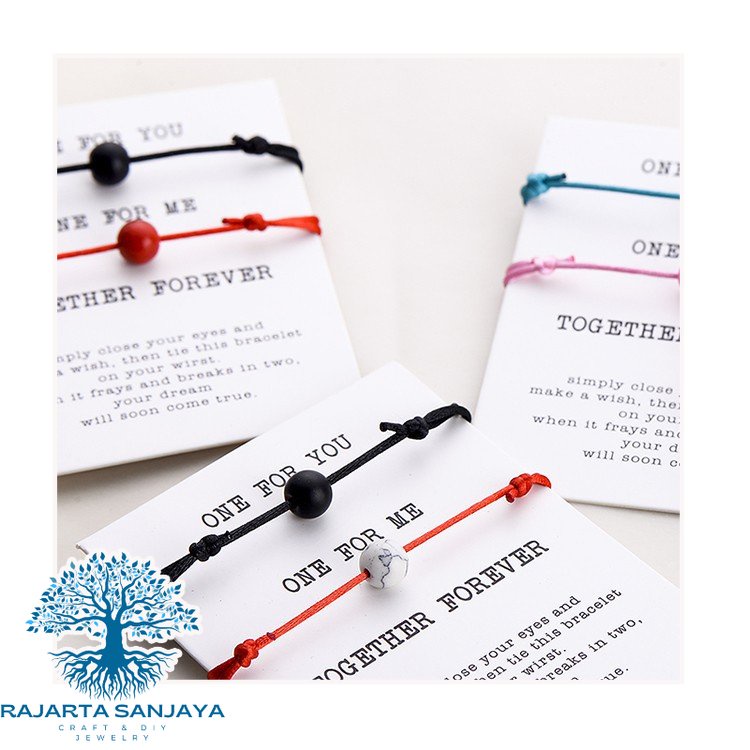 2Pcs/Set Gelang Couple Lava Stone Natural Stone Beads Bracelet Red String Braiding Rajarta