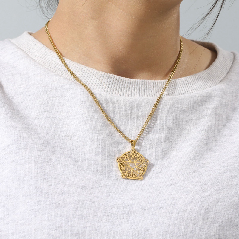 Tetragrammaton Penyihir Pentacles Stainless Steel Kalung Wanita Pentagram Necklace Jewelry Accesorios