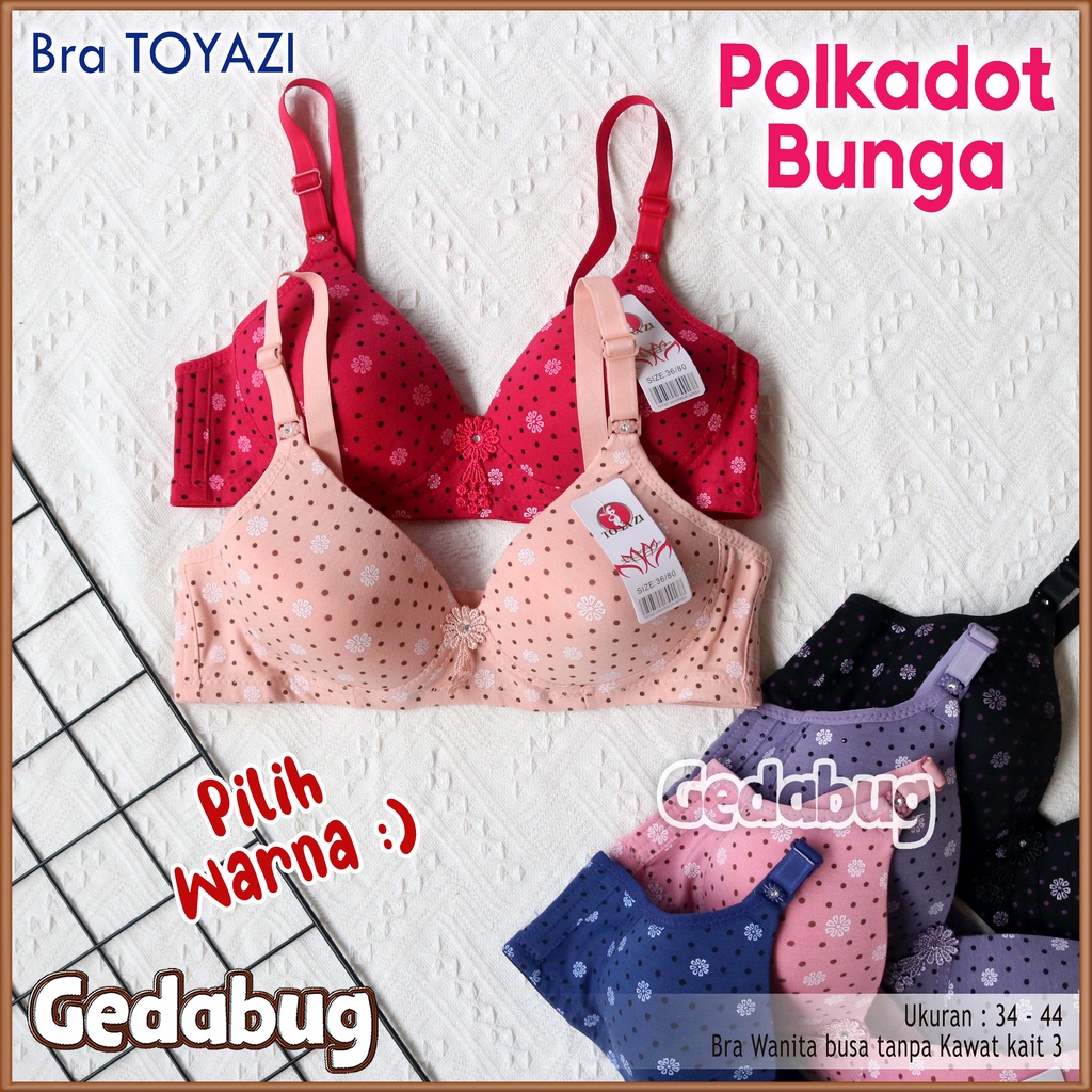 Bra BH Wanita TOYAZI Motif Bunga Big Cup | Bra wanita dewasa Busa tanpa Kawat Kancing 3 | Gedabug