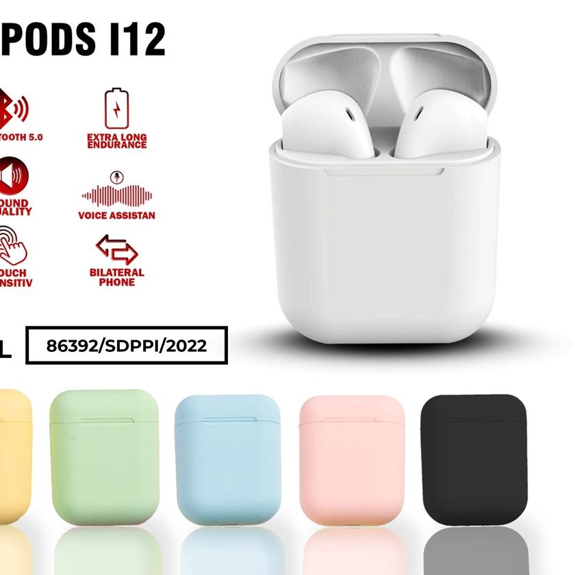 ☏ Minibest Headset Bluetooth In I12 & I13 PRO Earphone Bluetooth Wireless Android MB-555 ☋