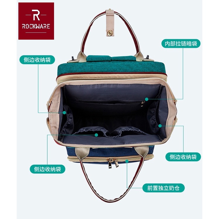 AKN88 -ROCKWARE RW-MBB02 - Folding Multifunction Mom Baby Diaper Mattress Bag
