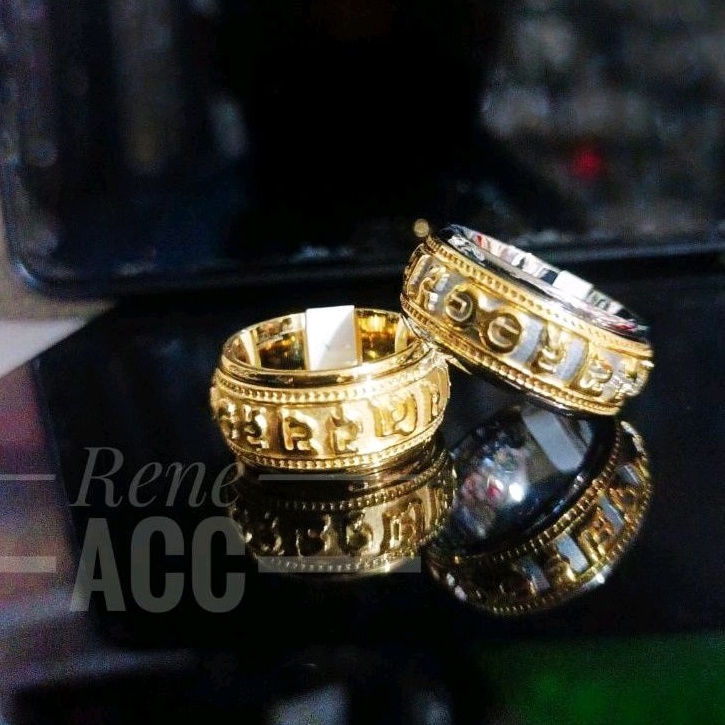 Cincin Pria Titanium Gold Kombinasi unik