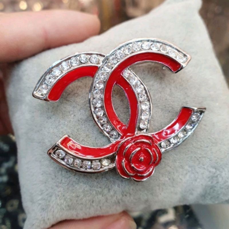 Bros Import CH4N3L Premium Quality Brooch Zircon Kilau Branded Band cantik untuk hiasan baju di dada kualitas Import Peniti Baju Import swarovsky bros Premium fashion  Br58