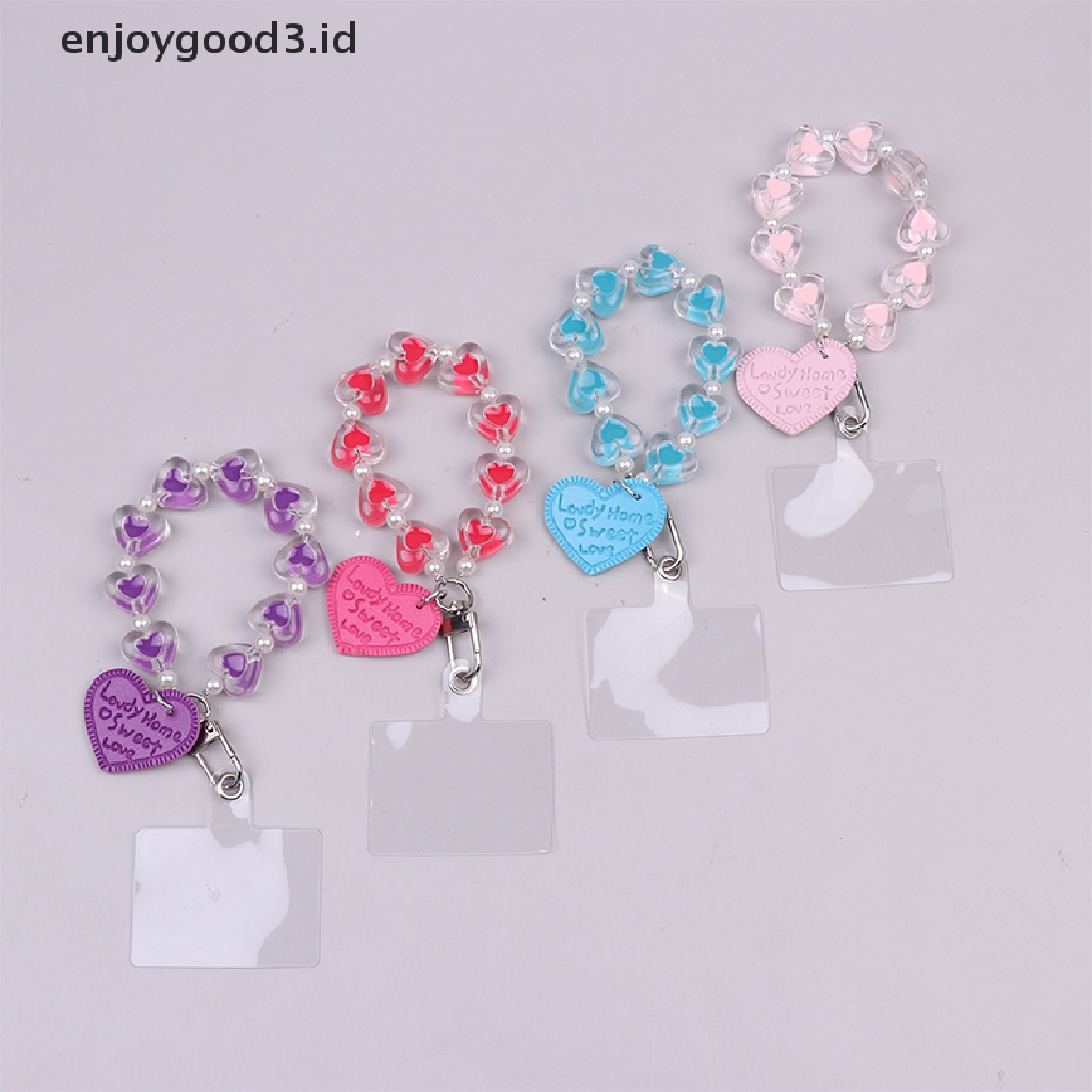 【 Rready Stock 】 Crystal Love Heart Hanging Ring for Mobile Phone Lanyard Anti-Lost Bracelet （ ID ）