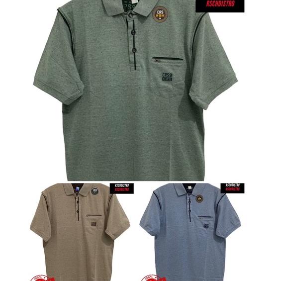 HARGA TERMURAH Kaos Kerah Fashion Pria CRS 91/ HUGO CLASS Original Misty Bintik Polos Kombinasi DROP