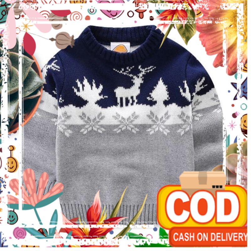 Jaket Rajut Anak Sweater Anak Deercoco Kids Unisex Baju Rusa Anak / ninja kartun