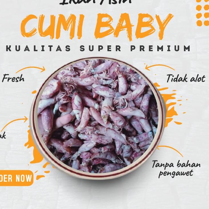 

♦ Baby Cumi Asin Semi Kering 1kg Kualitas Super Premium ✬