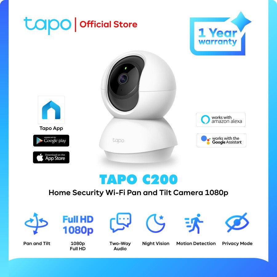 Camera CCTV TAPO C200 / C2100 Home Security Wi-Fi Pan and Tilt KAmera1080p PTZ 3Mp Bardi Smart Home