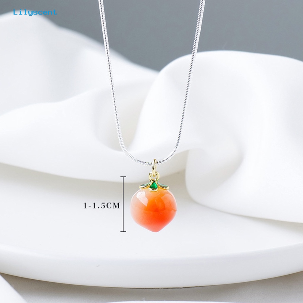 [LS] Kalung Liontin Glossy Wanita Peach Bentuk Merah Imitasi Akik Liontin Fashion Perhiasan Aksesoris