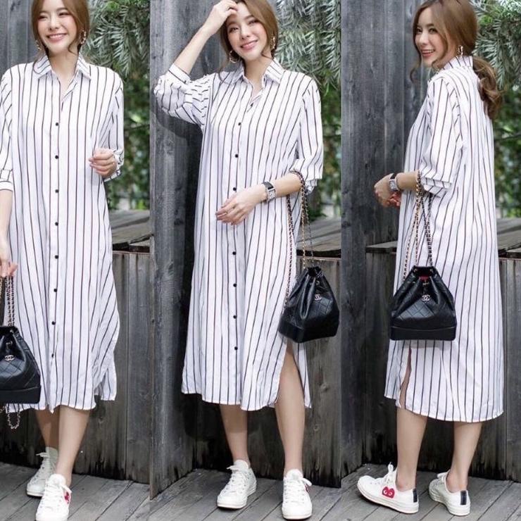 ➻ long tunik salur busui friendly / tunik motif salur /tunik panjang busui / K  ֍